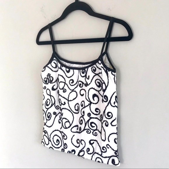 Vintage Find! Arden B || Black & White Caviar Beaded Tank Top Size Small - Picture 3 of 11